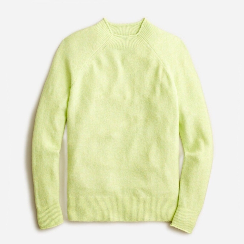 JCREW Size S Rollneck Sweater in Supersoft Yarn Heather Crisp Lettuce Yellow
